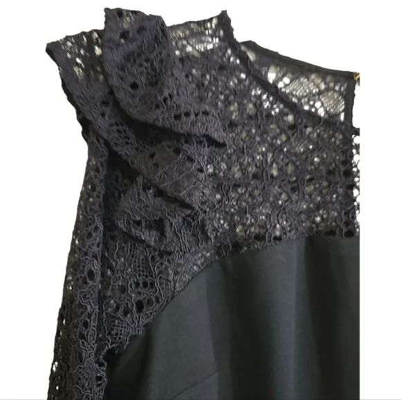 NWT Lilly Pulitzer Karolina Dress in Onyx Black 00 LBD Ruffle Lace Long Sleeves - Picture 5 of 11